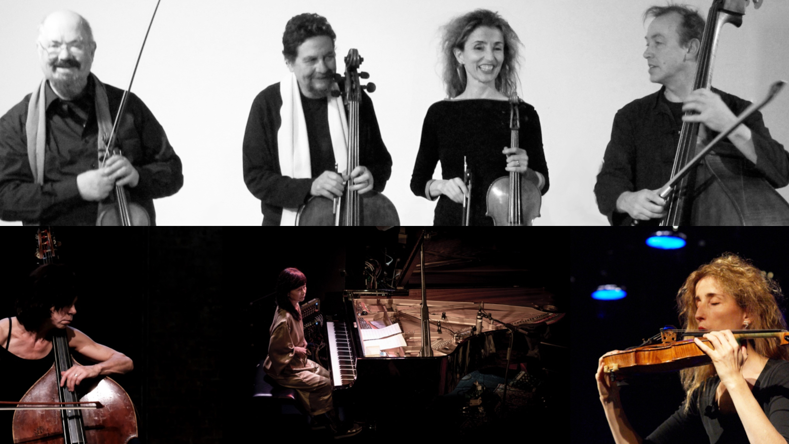 Collage Stellari Quartet © Charlotte Hug | Nina de Heney © Cristina Marx | Lisa Ullén © Leo Ahmed | Charlotte Hug © Hannes Schneider